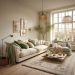 Contemporary interior colour scheme with soft furnishings and earthy elements
