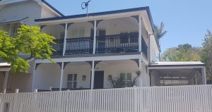 Queenslander modern exterior house renovation, best exterior colour schemes, north Brisbane colour trends